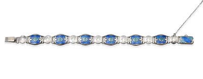 Lot 2006 - An Art Nouveau Silver and Enamel Bracelet, by Smith & Ewen, lozenge-shaped links enamelled in tones