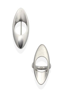 Lot 2020 - A Georg Jensen Matching Silver Brooch and Ring, Designed by Henning Koppel, model number 390, as an