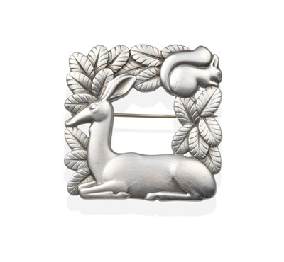 Lot 2038 - A Georg Jensen Silver Brooch, Designed by Arno Malinowski, model number 318, of square form,...