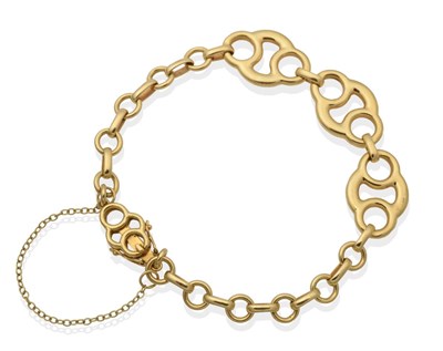 Lot 2096 - A Triple Hoop Link Bracelet, formed of three triple hoop links to a curb link bracelet, length 18cm