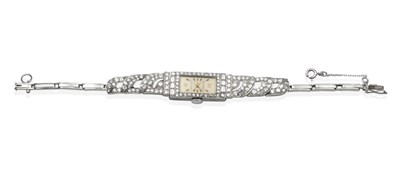 Lot 2167 - A Lady's Art Deco Diamond Cocktail Watch, a rectangular dial, within a conforming case set...