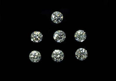 Lot 2171 - Seven Loose Round Brilliant Cut Diamonds, estimated diamond weight 0.28-0.33 carat each...