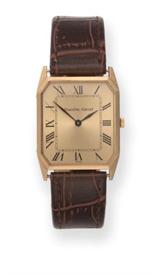 Lot 2188 - A 9ct Gold Wristwatch, signed Bueche-Girod, circa 1984, quartz movement, champagne dial with...