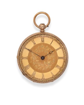 Lot 2196 - A Lady's 18ct Gold Fob Watch, signed Aldred & Son, Yarmouth, 1862, lever movement signed and...