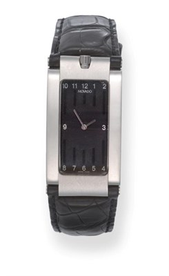 Lot 2202 - A Stainless Steel Wristwatch, signed Movado, circa 2000, quartz movement, black dial with...