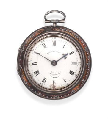 Lot 2210 - An Under-Painted Horn Triple Cased Silver Pocket Watch, signed Ralph Gout, Londres, 1808, gilt...