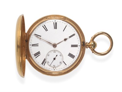 Lot 2214 - An 18ct Gold Full Hunter Pocket Watch, G E Searle, Stonehouse, 1865, lever movement, diamond...