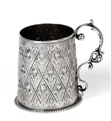 Lot 2224 - A Victorian Silver Christening Mug, Roberts & Belk, Sheffield 1863, with elaborate double...