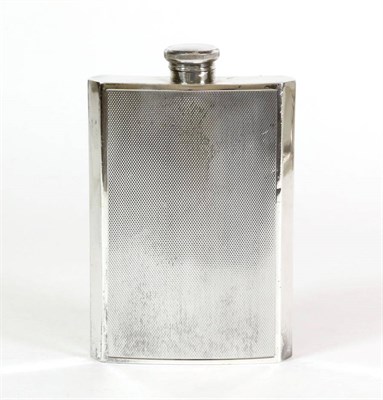 Lot 2229 - An Art Deco Electroplated Hip Flask, Dunhill, circa 1930, of slightly curved form with faceted...