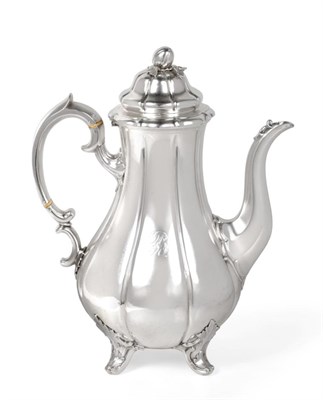 Lot 2233 - An Early Victorian Silver Coffee Pot, Messrs Barnard, London 1840, melon fluted baluster form, with