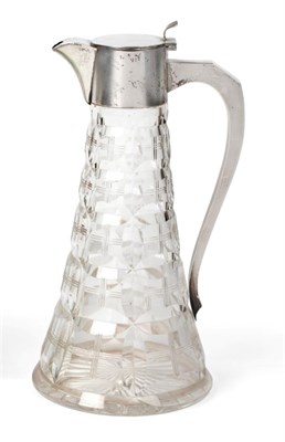 Lot 2240 - A Silver Mounted Cut Glass Claret Jug, Walker & Hall, Sheffield 1926, the plain silver mount...