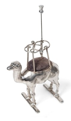 Lot 2241 - An Edwardian Silver Novelty Camel Pin Cushion, Adie & Lovekin, Birmingham 1906, 8cm high