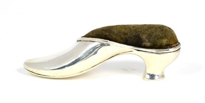 Lot 2244 - An Edwardian Silver Novelty Shoe Pin Cushion, William Hair Haseler, Birmingham 1908, 10.5cm long