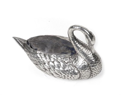 Lot 2245 - An Edwardian Silver Novelty Swan Pin Cushion, Sydney & Co, Birmingham 1908, 7cm long