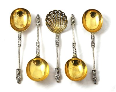 Lot 2249 - A Set of Four Victorian Silver Apostle Spoons and Sifter Spoon En Suite, Goldsmiths &...