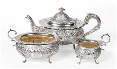 Lot 2262 - A Late Victorian Scottish Silver Three Piece Tea Service, George Edward & Sons, Glasgow 1900,...