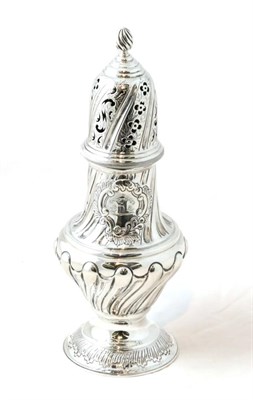 Lot 2265 - A Large Victorian Silver Caster, Samuel Walton Smith, London 1895, spirally fluted and on domed...