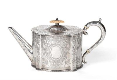 Lot 2267 - A Victorian Silver Teapot of George III Style, Atkin Bros, Sheffield 1891, shaped oval with...