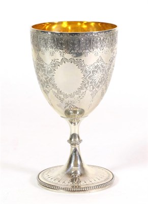 Lot 2271 - A Victorian Silver Goblet, Robert Harper, London 1867, engraved with foliate decoration and...