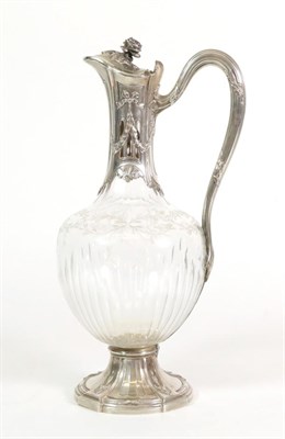 Lot 2275 - A French Silver Mounted Claret Jug, no maker's mark, 1st Standard, circa 1900, the mount with...