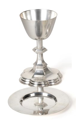 Lot 2293 - A Silver Chalice and Paten, A R Mowbray & Co Ltd, London 1940, the plain bowl on knopped...