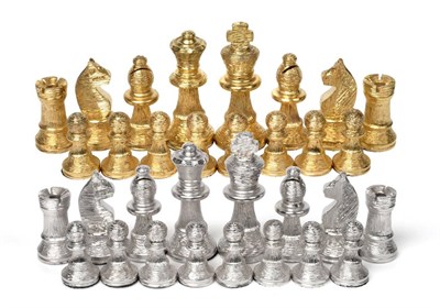 Lot 2297 - A Cast Silver and Silver Gilt Chess Set, John Marr, Sheffield 1976, the pieces of traditional form