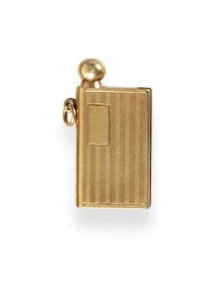 Lot 2313 - A Gold Lighter, stamped with maker's mark SB and 14k, mid 20th century, with striped engraving,...