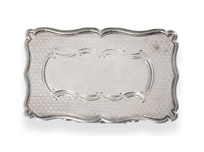 Lot 2314 - A Victorian Silver Snuff Box, Edward Smith, Birmingham 1857, shaped rectangular with engine...