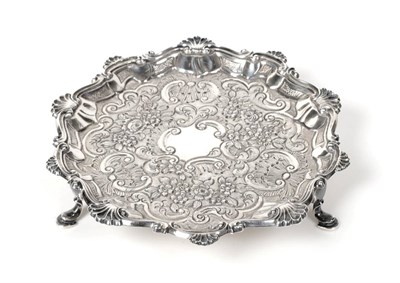 Lot 2318 - A George III Silver Small Salver/Card Tray, maker's mark rubbed, *.C in a rectangular punch...