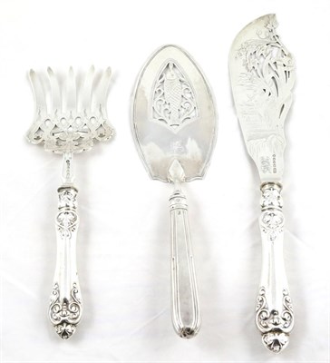 Lot 2330 - A Pair of Victorian Silver Fish Servers, Henry Atkin, Sheffield 1855, the blade pierced and...