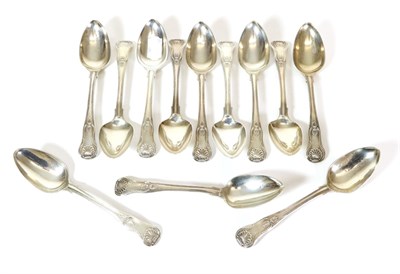 Lot 2332 - A Set of Twelve George IV Silver Kings Pattern Dessert Spoons, probably William Chawner, London...