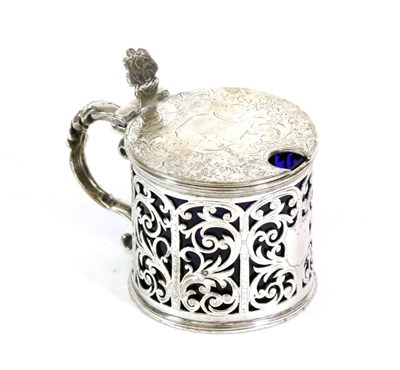 Lot 2362 - A Victorian Silver Drum Mustard Pot, George Unite, Birmingham 1855, the sides pierced with...