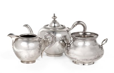 Lot 2377 - A Matched Dutch Silver Three Piece Tea Service, maker's mark FH, 1st Standard, 1874/75, stamped...