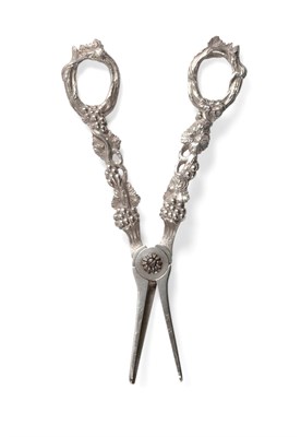 Lot 2385 - A Good Pair of Victorian Cast Silver Grape Scissors, William Summers, London 1870, with...