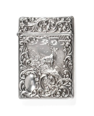 Lot 2386 - An Edwardian Silver Card Case, Harold Crisford & William Norris, Chester 1904, the front with a...