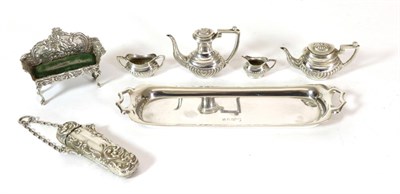 Lot 2392 - A Miniature Silver Four Piece Tea and Coffee Service with Tray, A Haviland-Nye, London 1973; A...