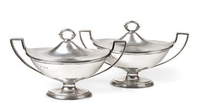 Lot 2396 - A Pair of George III Style Silver Sauce Tureens and Covers, Goldsmiths & Silversmiths Co.,...