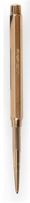 Lot 2403 - A 9ct Gold Pencil, Sampson Mordan, London 1938, of octagonal section with push button top, 11cm...