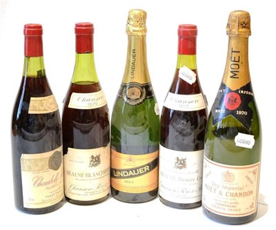 Lot 1067 - Moet & Chandon 1970, vintage champagne; Chambolle Musigny 1974, Very Pere & Fils; Beaune...