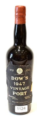 Lot 1124 - Dow 1947, vintage port U: top shoulder, part of left side of label missing, capsule cracked