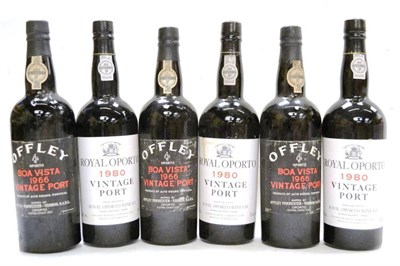 Lot 1133 - Offley Boa Vista 1966, vintage port (x3); Royal Oparto 1980, vintage port (x3) (six bottles)