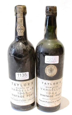 Lot 1135 - Taylor 1964, vintage port; Taylor 1965, vintage port (two bottles) U: upper shoulder and upper...