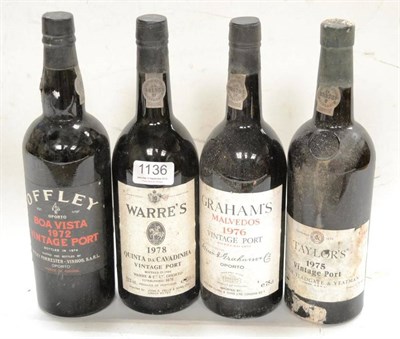 Lot 1136 - Taylor 1975, vintage port; Offley Boa Vista 1972, vintage port; Graham Malvedos 1976, vintage port