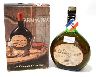 Lot 1146 - Les Vignerons d'Armagnac 1942, vintage Armagnac, 70cl, (x2) one in original box (two bottles)