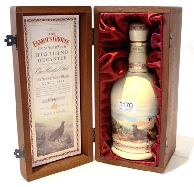 Lot 1170 - Famous Grouse Highland Decanter, depicting a grouse in heather, 70cl, 40%, in original wooden case