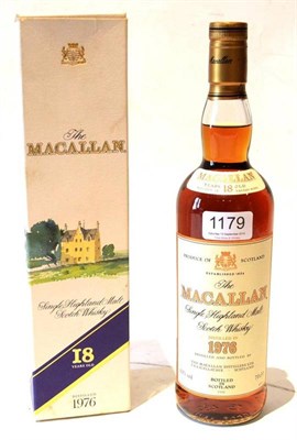 Lot 1179 - Macallan 18 Year Old 1976, Single Highland Malt Scotch Whisky, old style cream label, 70cl, 43%, in