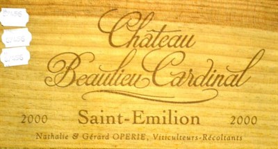 Lot 2010 - Chateau Beaulieu Cardinal 2000, St Emilion, owc (twelve bottles)