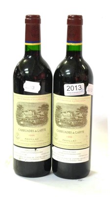 Lot 2013 - Chateau Carruades de Lafite 1996, Pauillac (x2) (two bottles) U: into neck