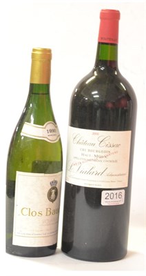 Lot 2016 - Chateau Cissac 2005, Haut-Medoc, magnum; Prince Poniatowski Vouvray Clos Baudoin Moelleux 1990,...