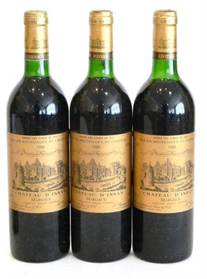 Lot 2021 - Chateau d'Issan 1988, Margaux (x3) (three bottles) U: top shoulder